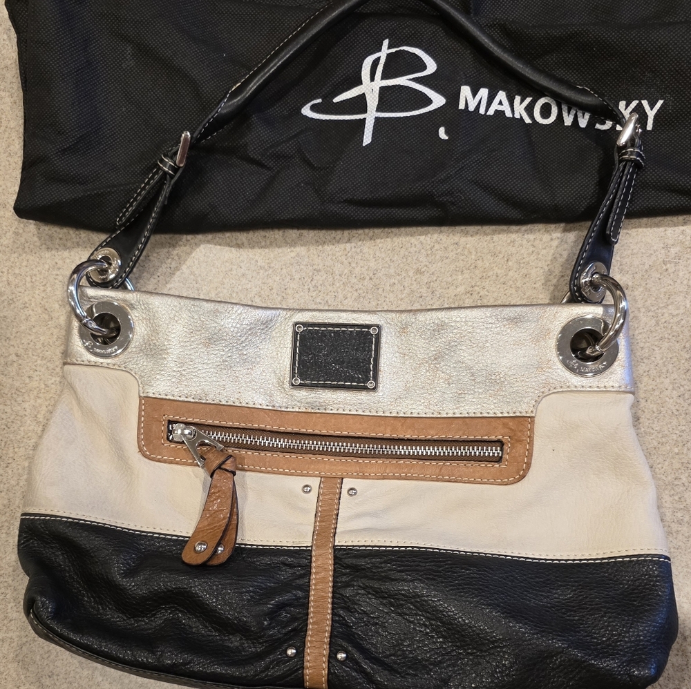 B. Makowsky Tri-Color Leather Shoulder Bag